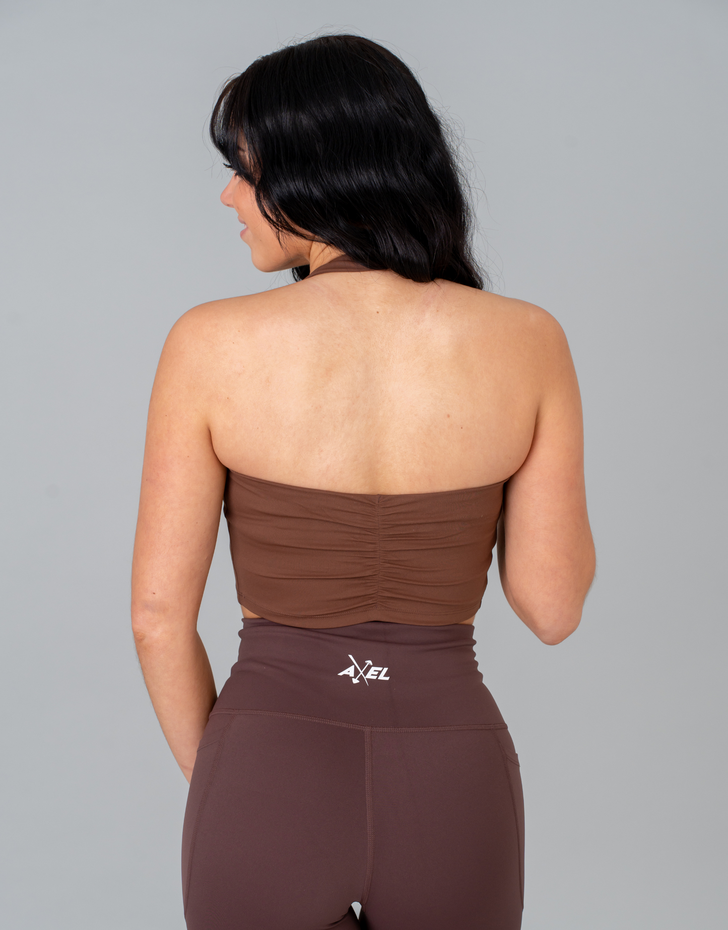 Halter Neck Sports Bra - Mocha