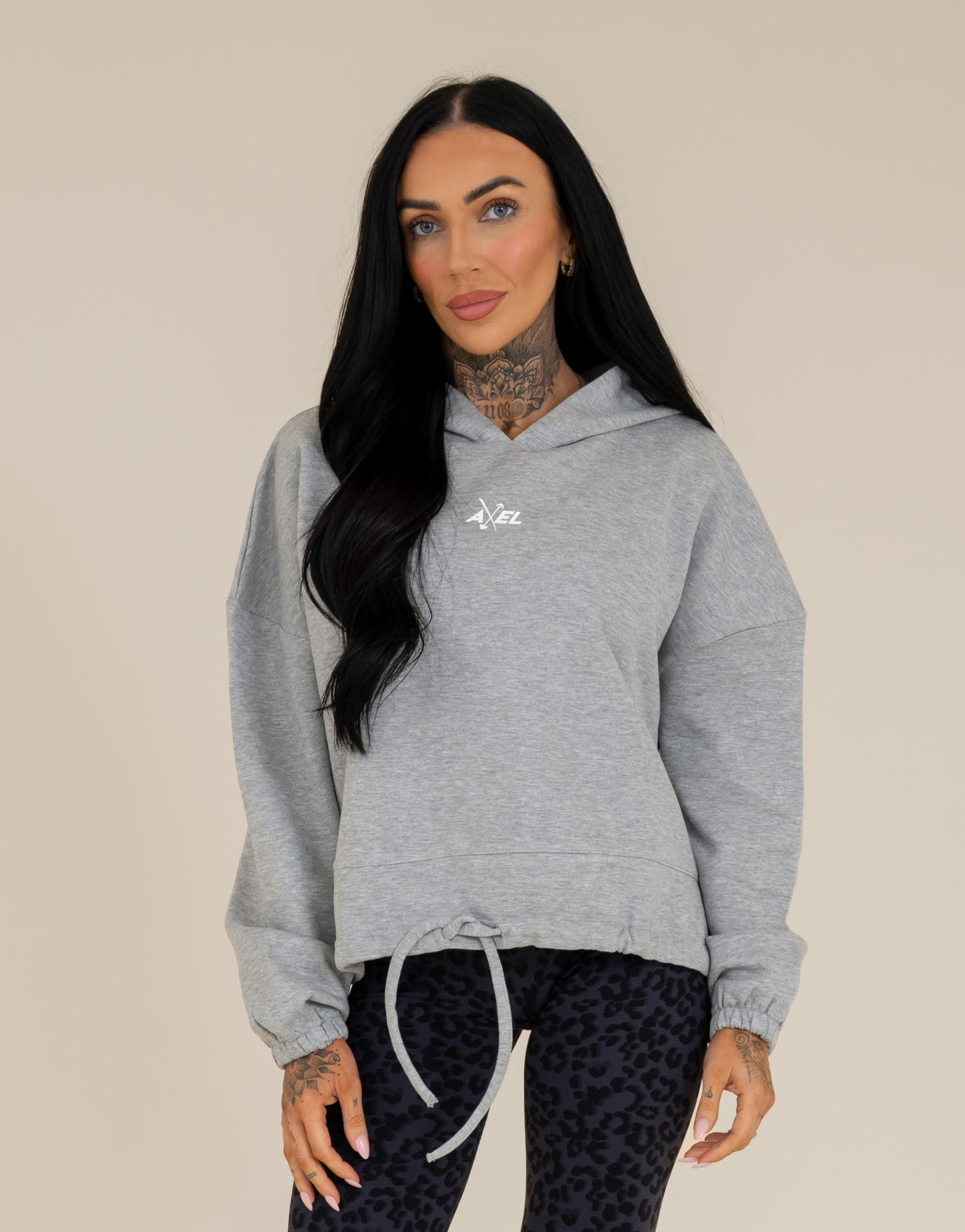 Classic Cropped Hoodie - Grey Marl