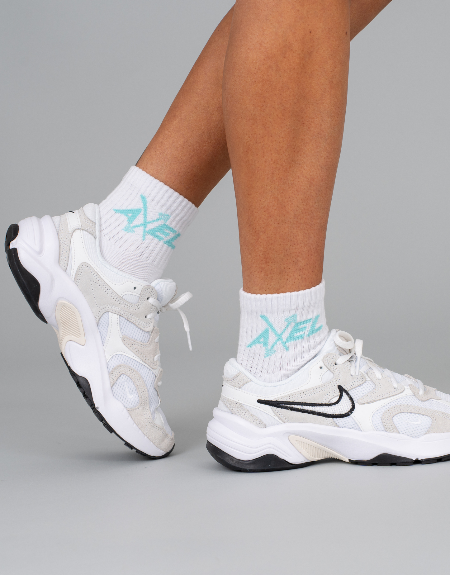 Midi Crew Socks - White/Tiffany Blue