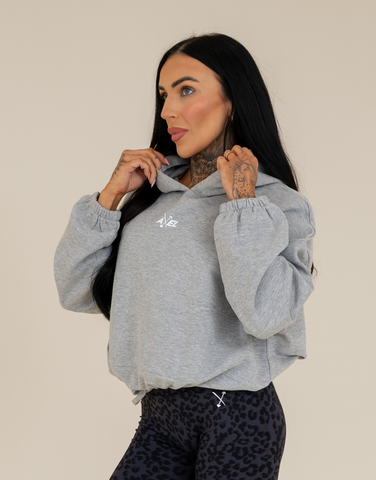 Classic Cropped Hoodie - Grey Marl