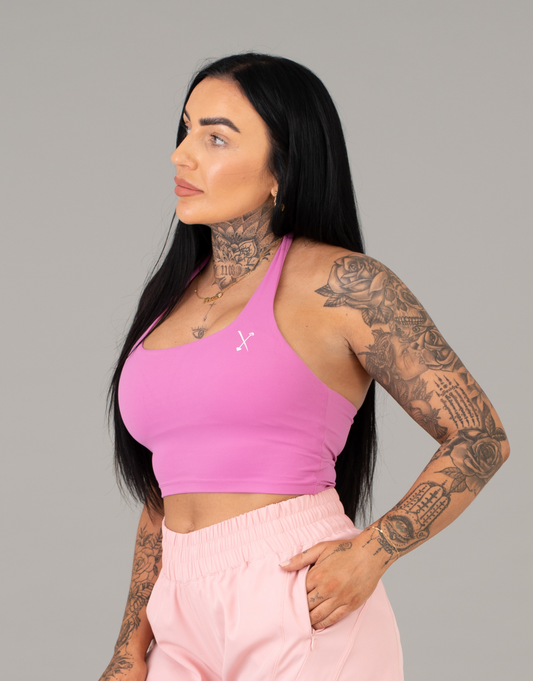 Halter Neck Sports Bra - Pink Fuchsia