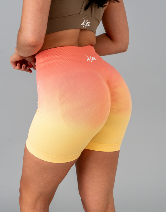 Seamless Rise Shorts - Coral Orange & Yellow Ombre
