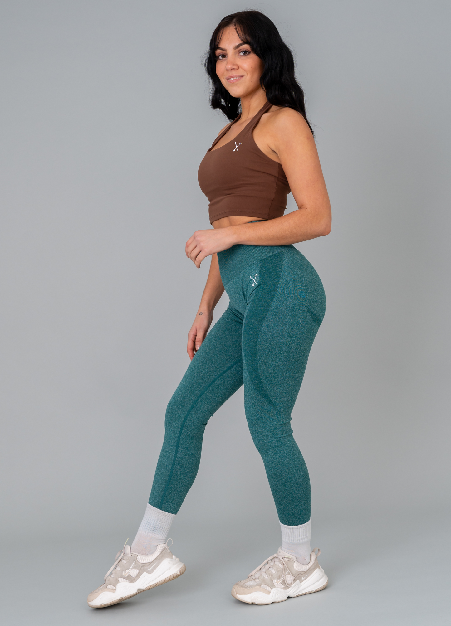 Halterneck Sports Bra - Mocha