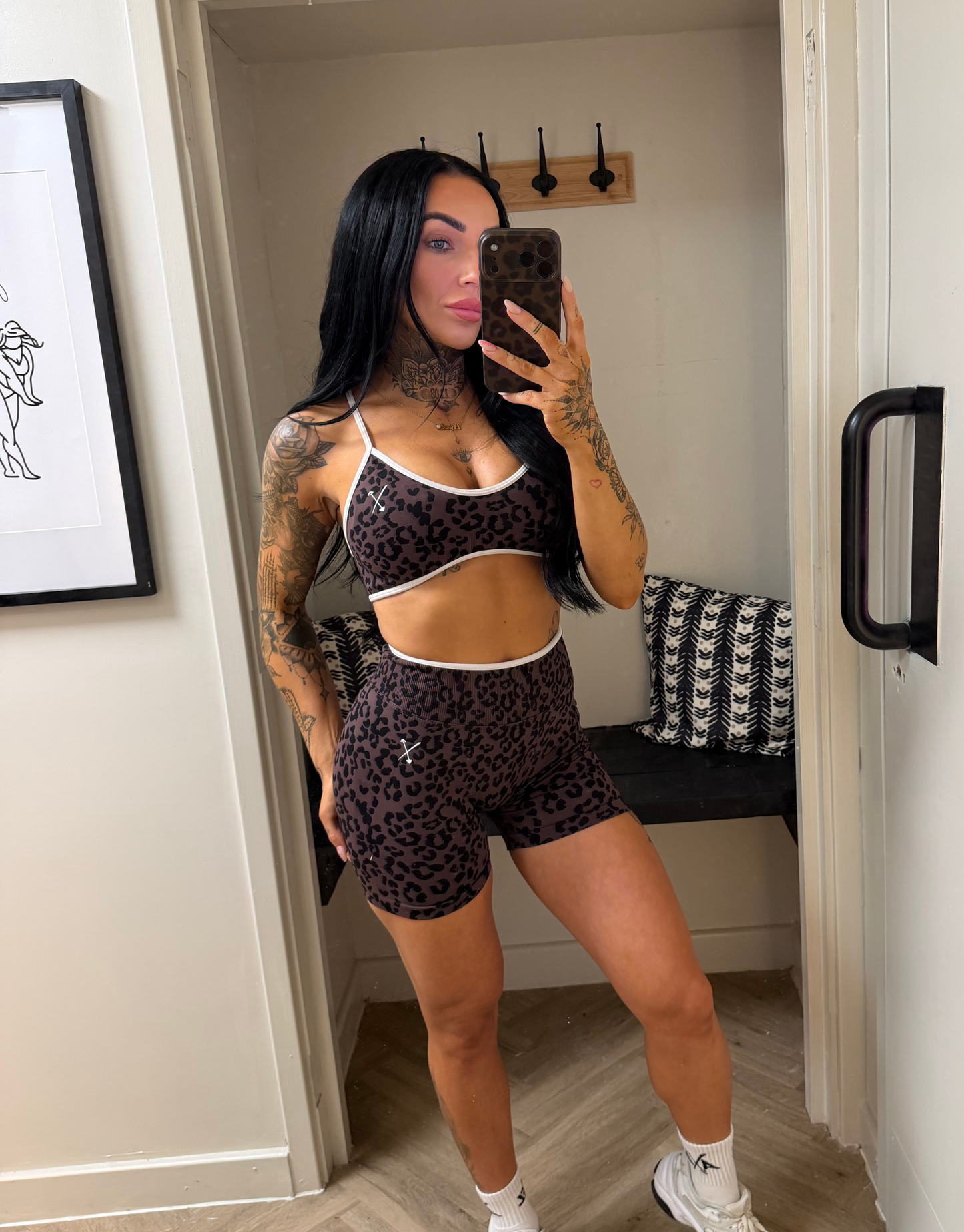 Compression Sports Bra - Brown Leopard Print