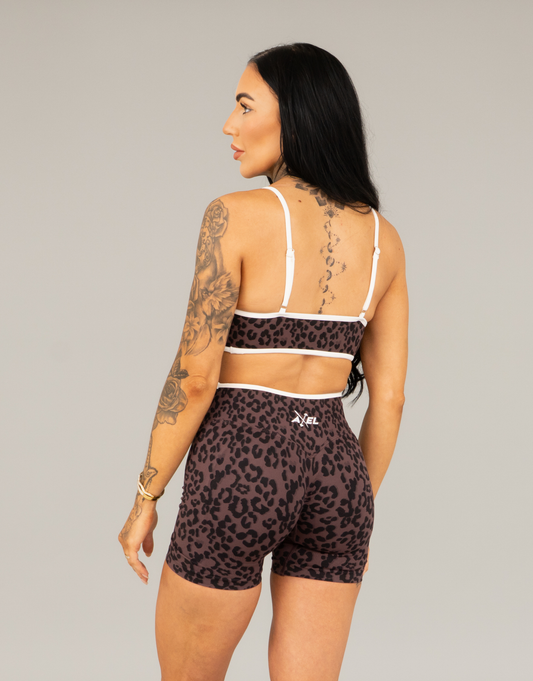 Compression Sports Bra - Brown Leopard Print