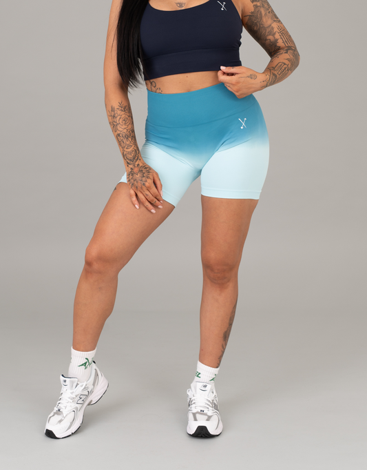 Seamless Rise Shorts - Blue & White Ombre