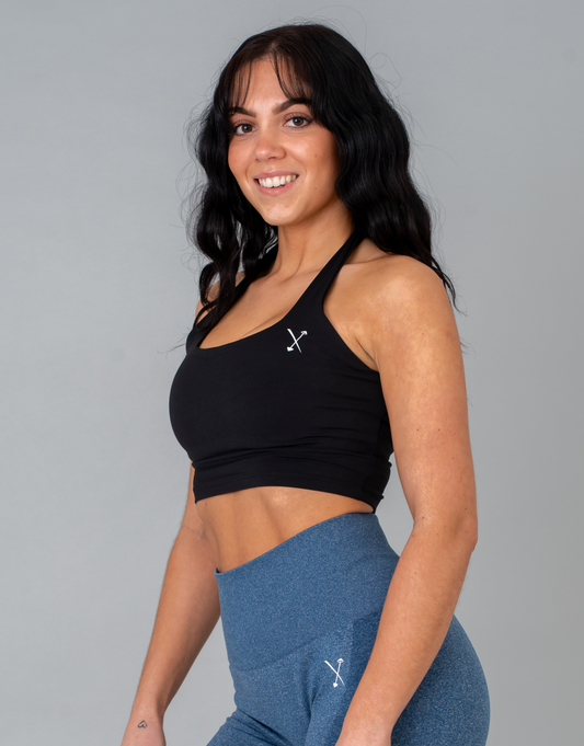 Halter Neck Sports Bra - Black