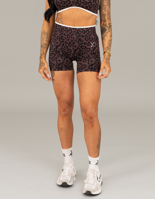 Compression Shorts - Brown Leopard Print