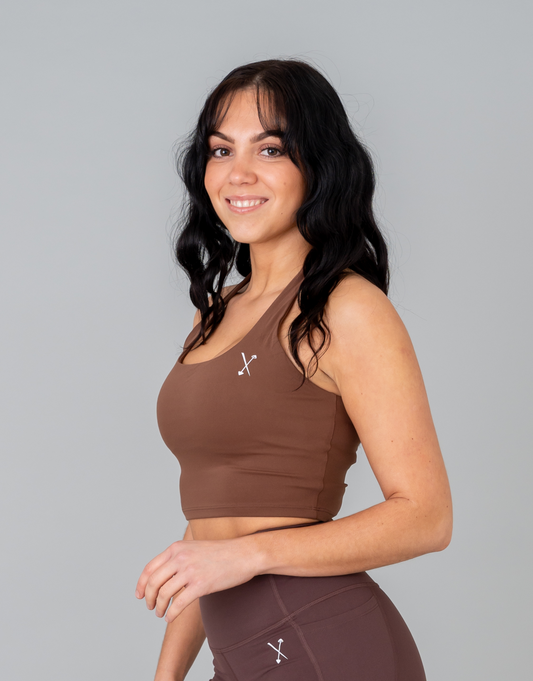 Halter Neck Sports Bra - Mocha