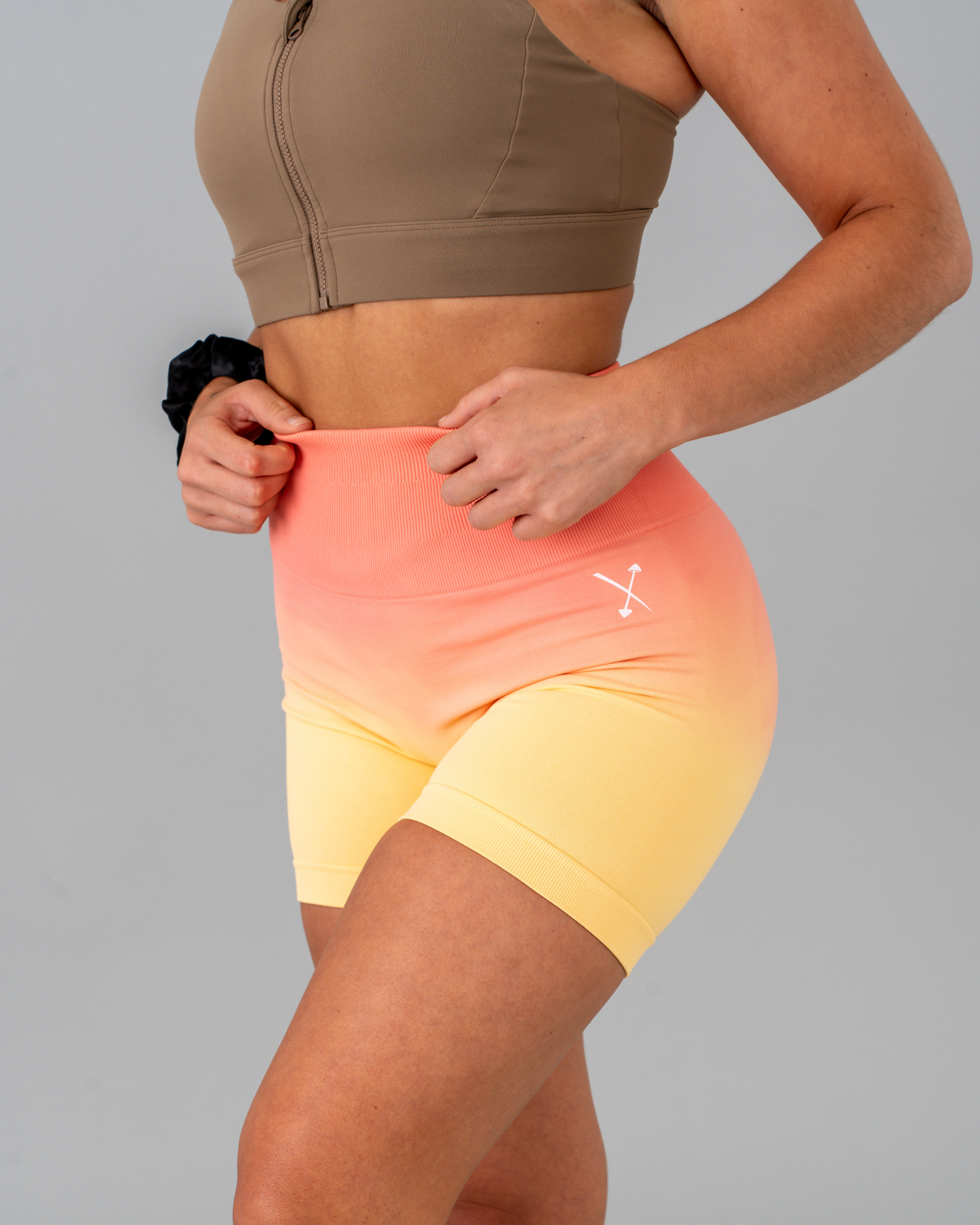 Seamless Rise Shorts - Coral Orange & Yellow Ombre