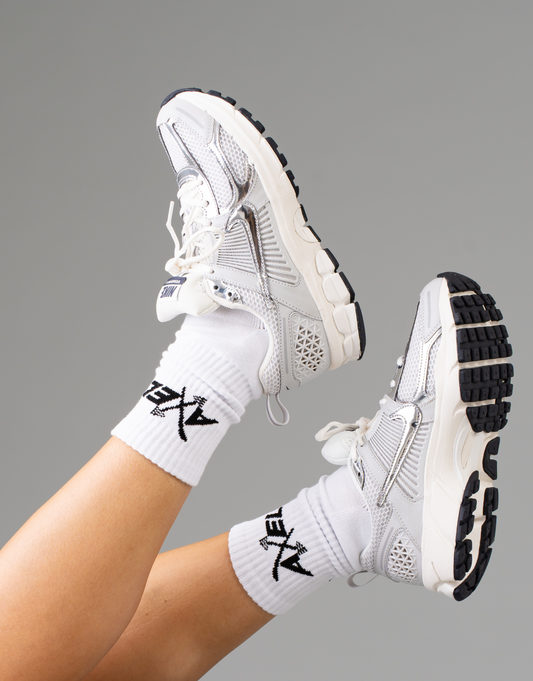 Long Crew Socks - White/Black