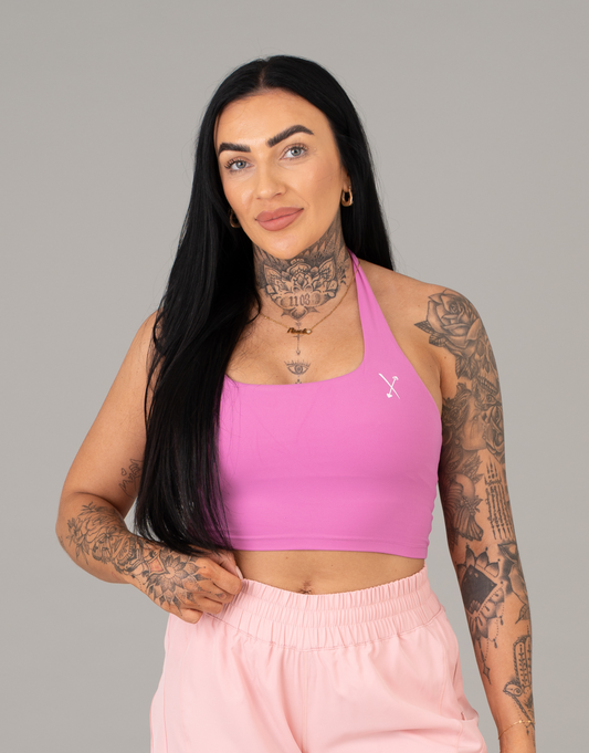 Halter Neck Sports Bra - Pink Fuchsia