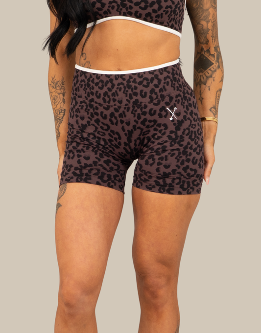 Compression Shorts - Brown Leopard Print