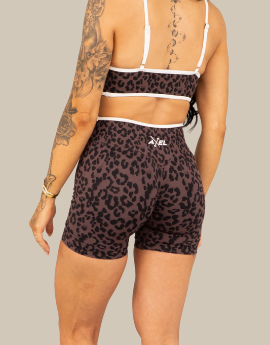 Compression Shorts - Brown Leopard Print