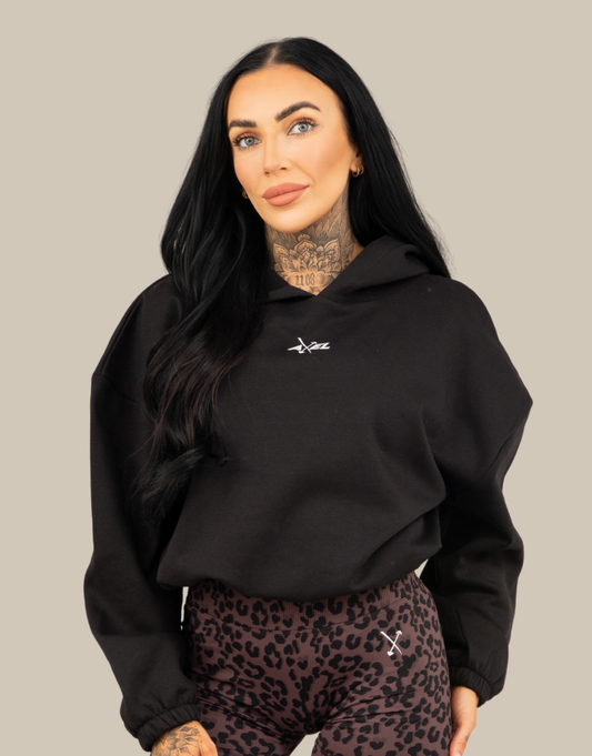 Classic Cropped Hoodie - Black