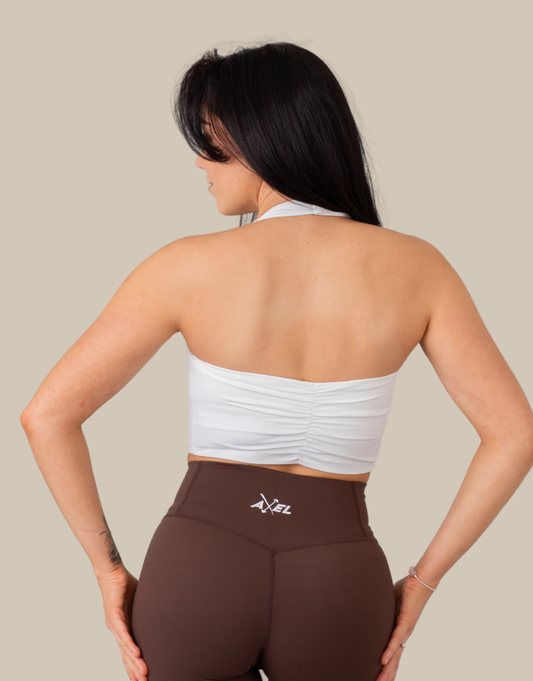 Halterneck Sports Bra - White