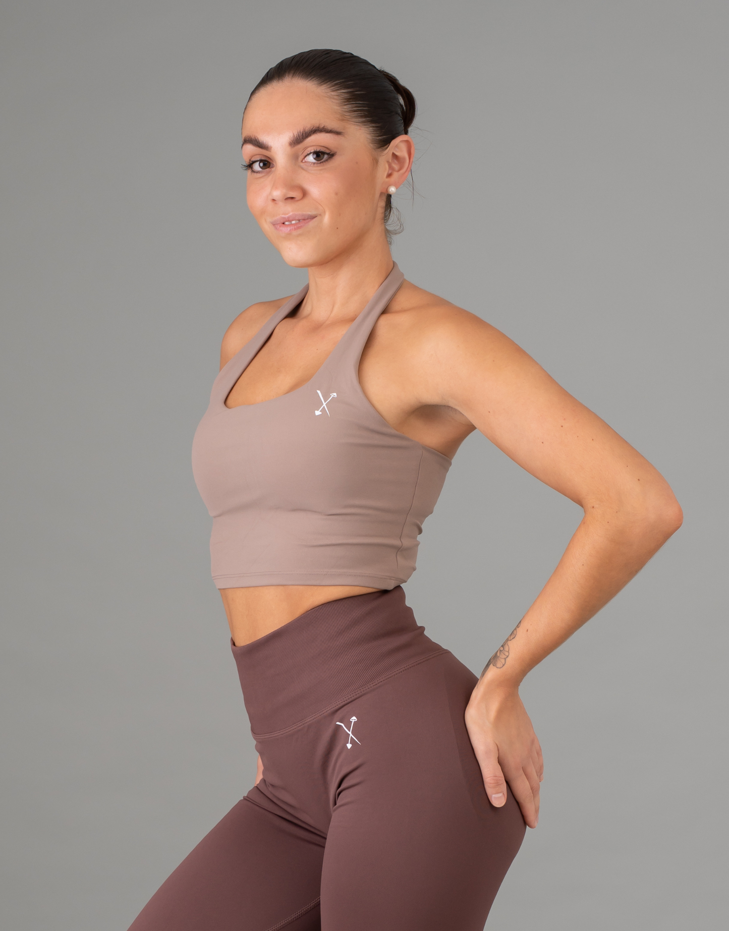Halterneck Sports Bra - Tan