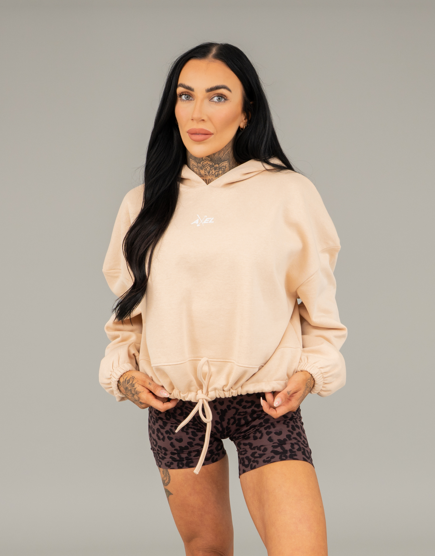 Classic Cropped Hoodie - Beige
