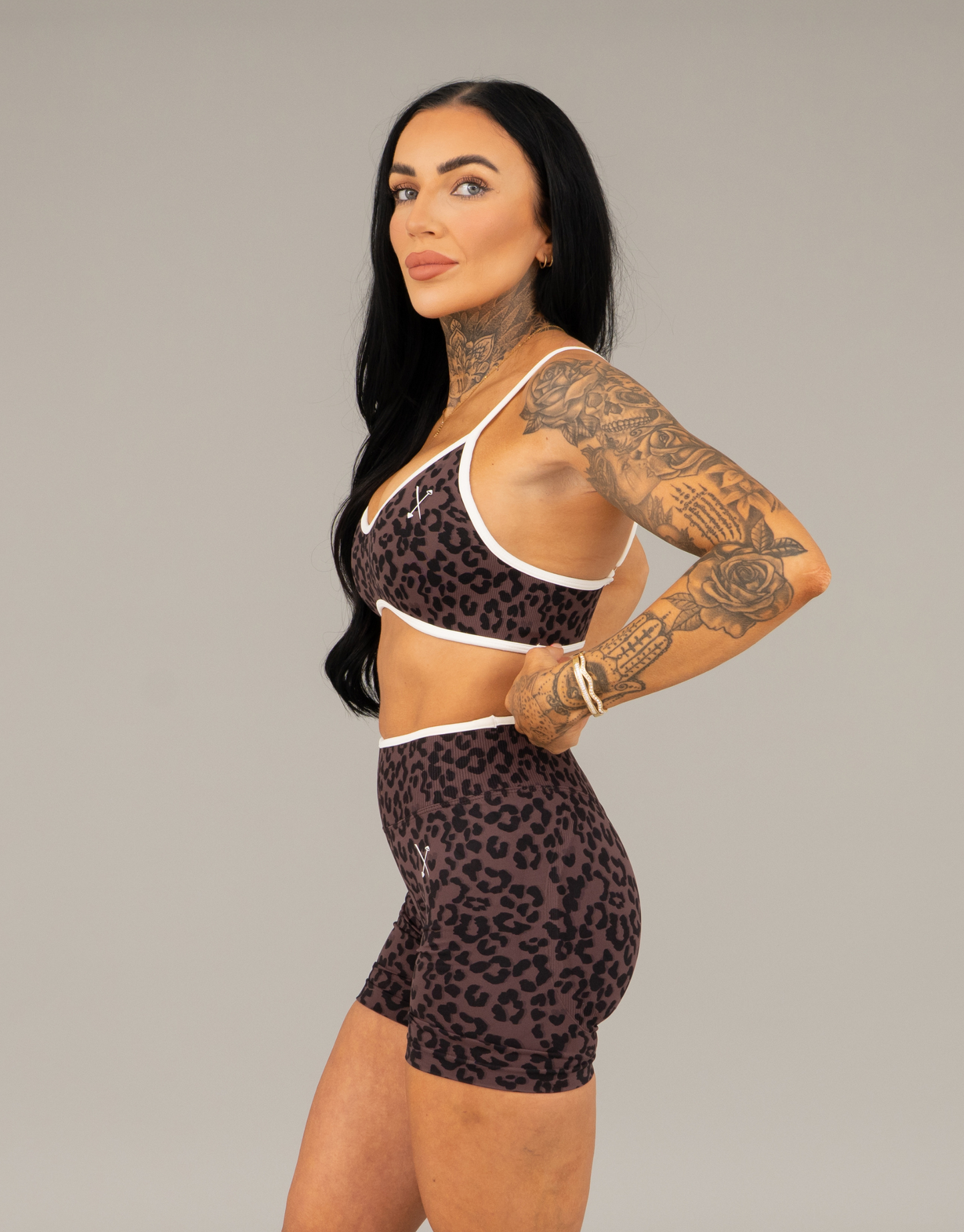Compression Sports Bra - Brown Leopard Print