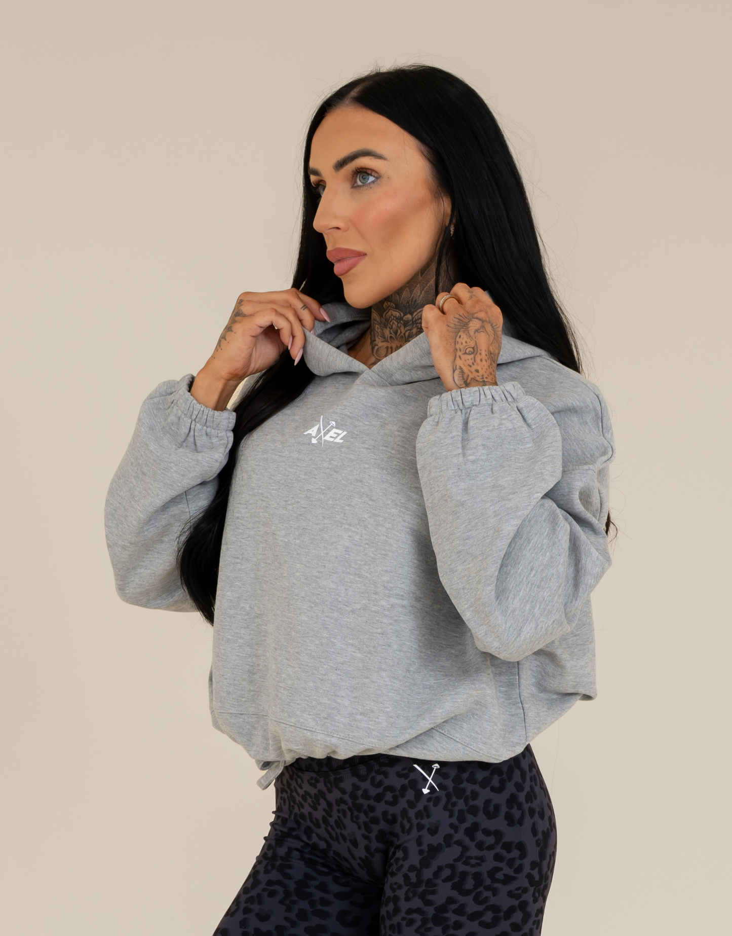 Classic Cropped Hoodie - Grey Marl