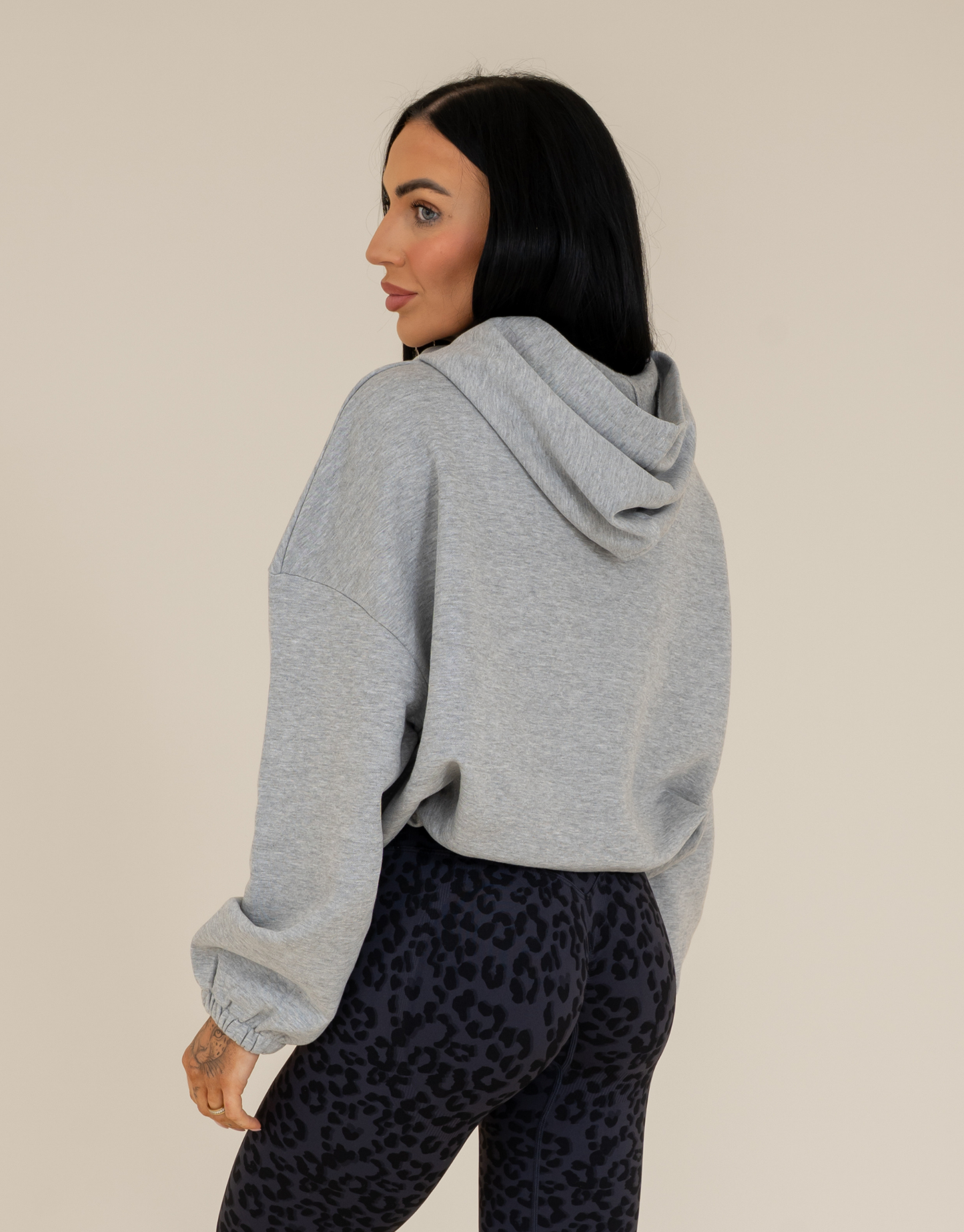 Classic Cropped Hoodie - Grey Marl