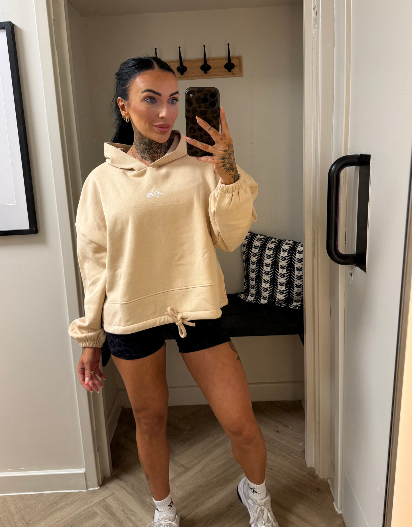 Classic Cropped Hoodie - Beige