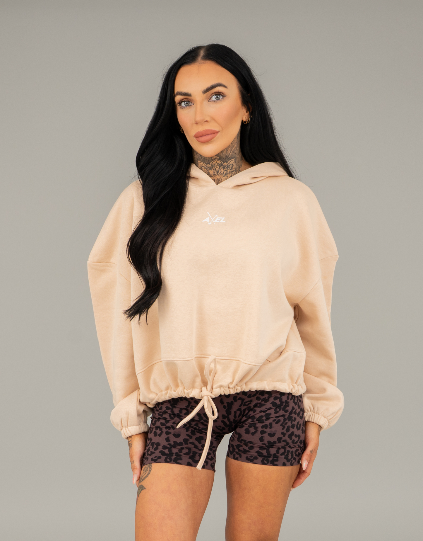 Classic Cropped Hoodie - Beige