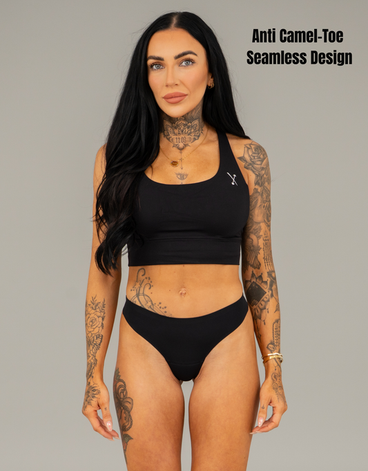Seamless Anti Camel-Toe Thong - Black