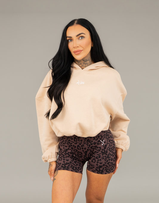 Classic Cropped Hoodie - Beige