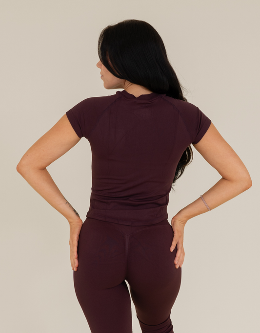 Seamless Sculpt Cropped Top - Deep Plum
