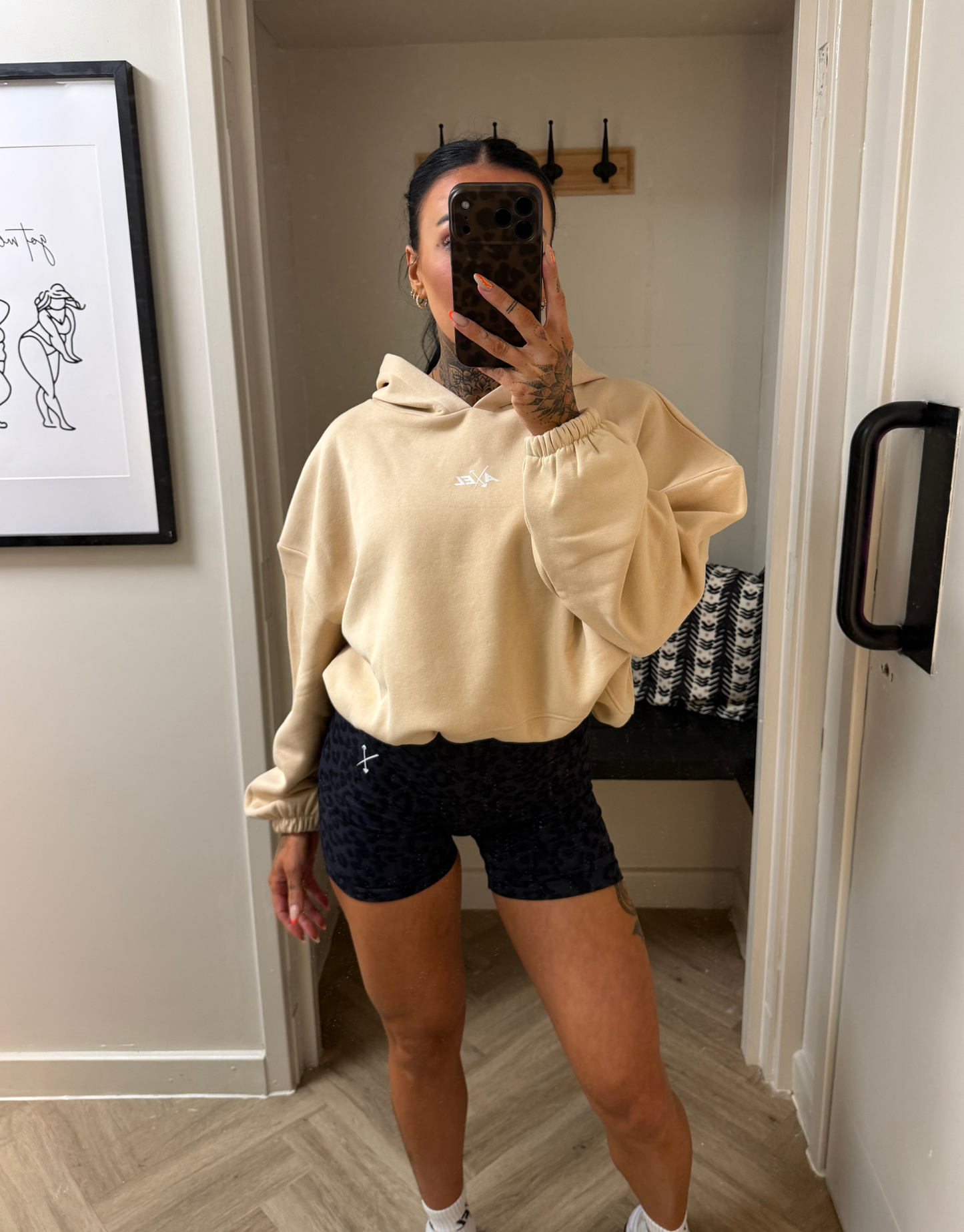 Classic Cropped Hoodie - Beige