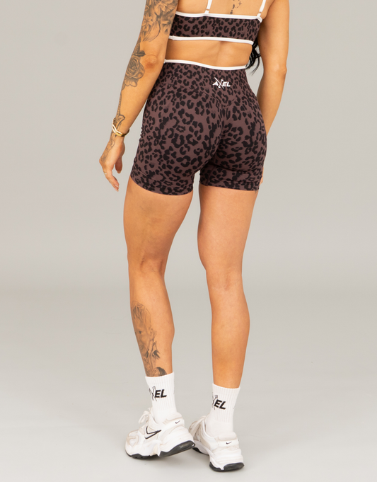 Compression Shorts - Brown Leopard Print