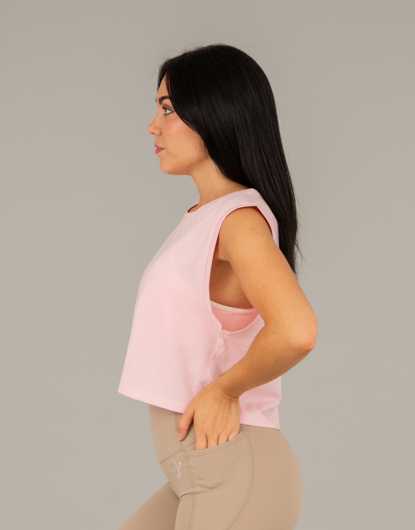 Flow Cropped Tank Top - Baby Pink