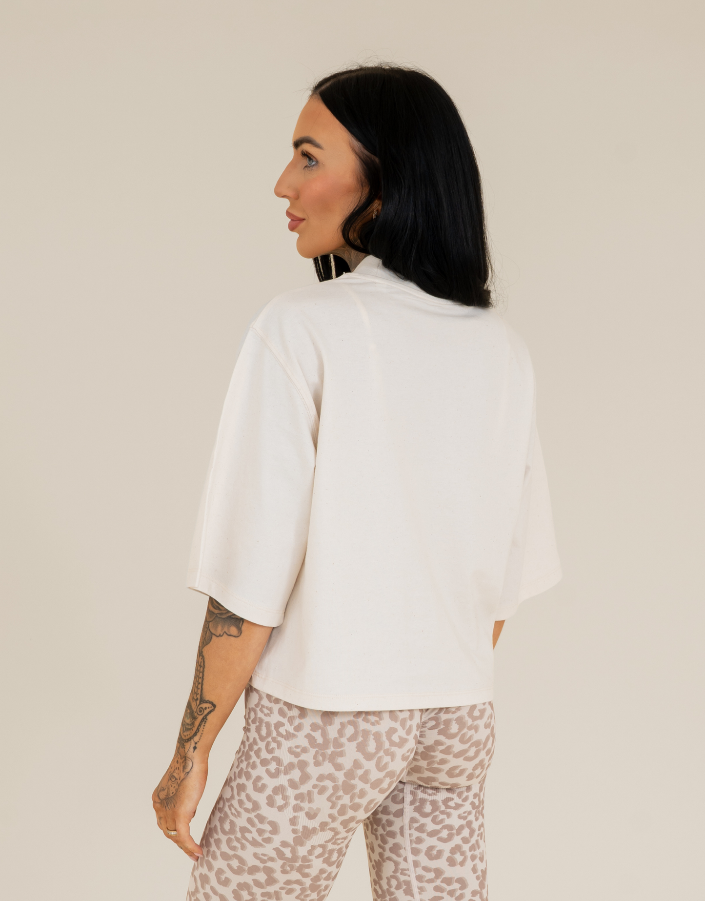 Essential Cropped T-Shirt - Off White Speckle