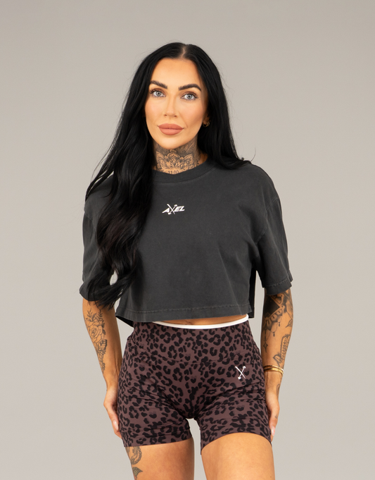 Heavy Cotton Cropped T-Shirt - Washed Black