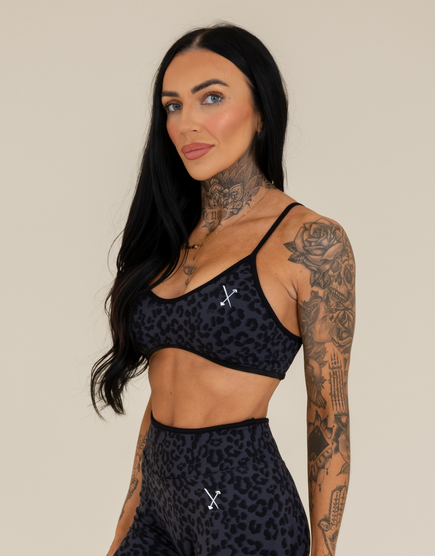 Compression Leggings - Black Leopard