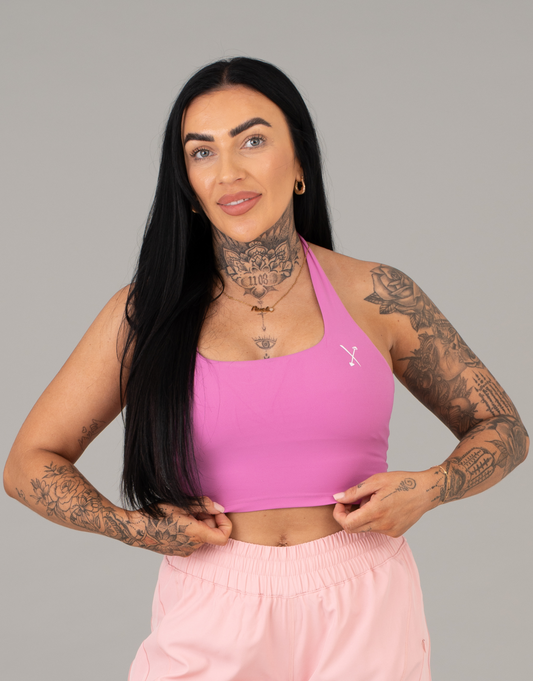 Halter Neck Sports Bra - Pink Fuchsia