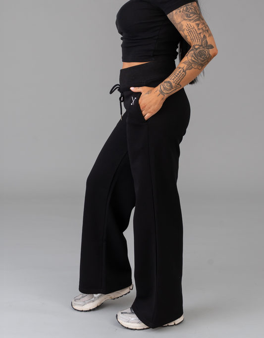Wide Leg Joggers - Black