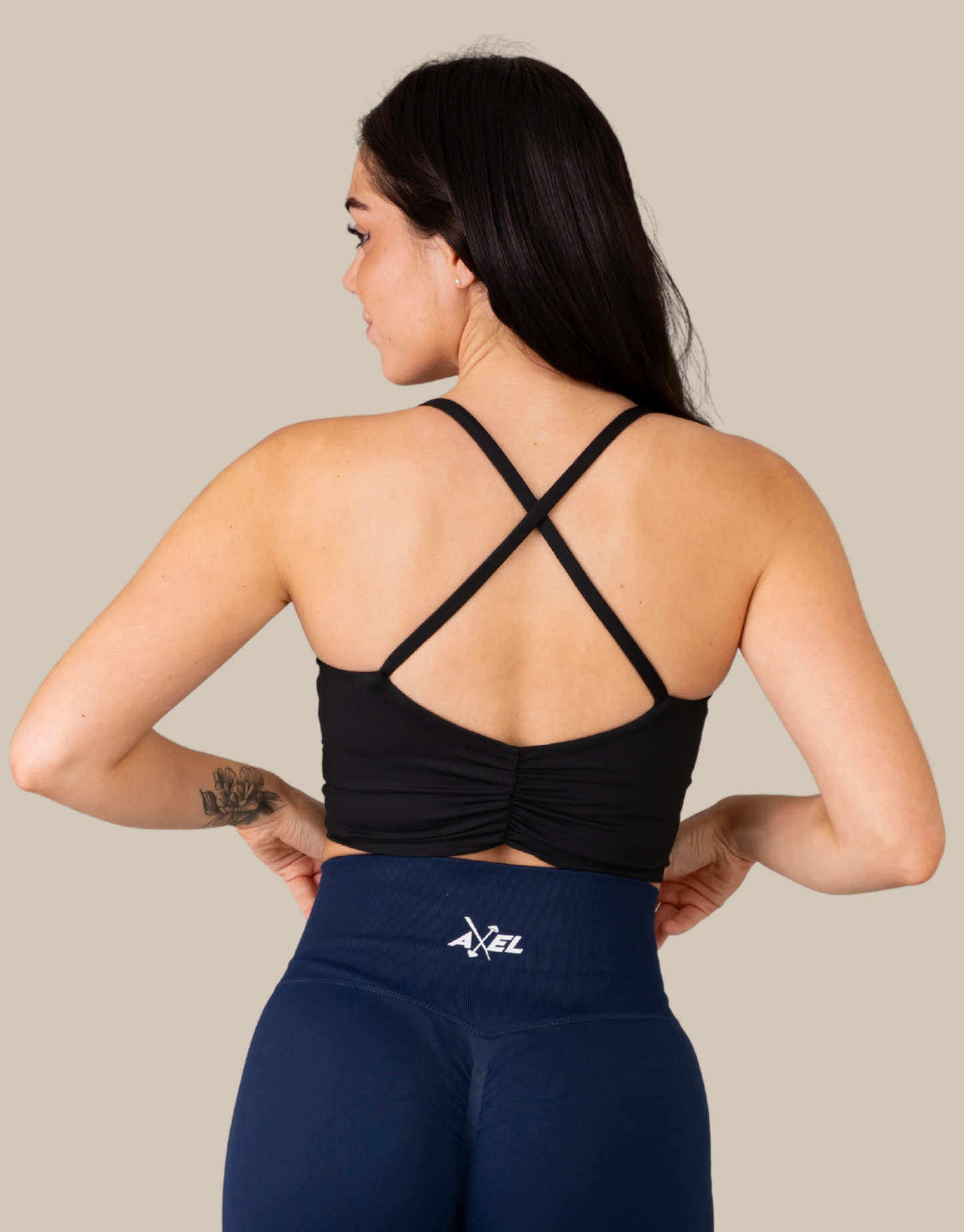 Silk Scrunch Sports Bra - Midnight Black