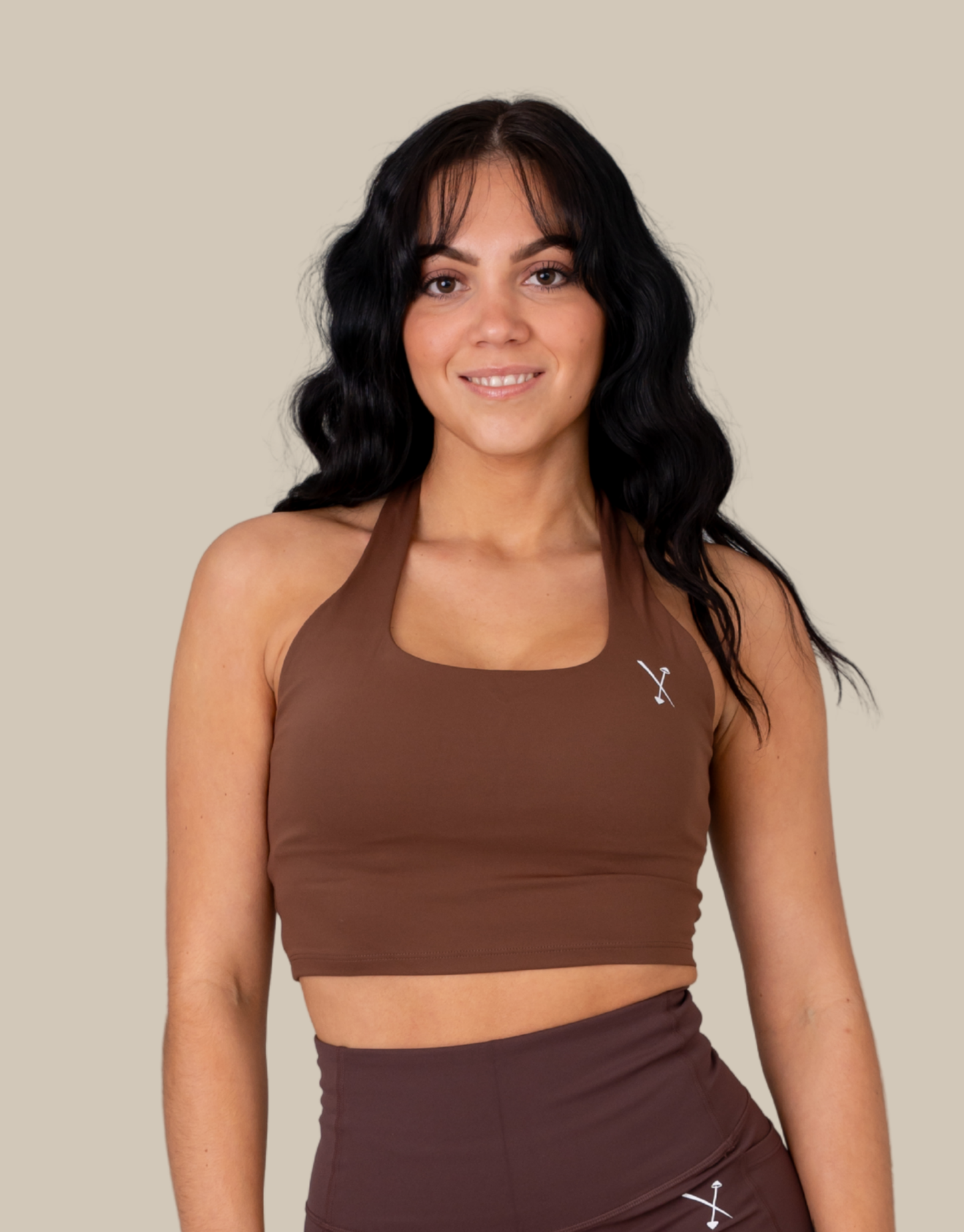 Halterneck Sports Bra - Mocha