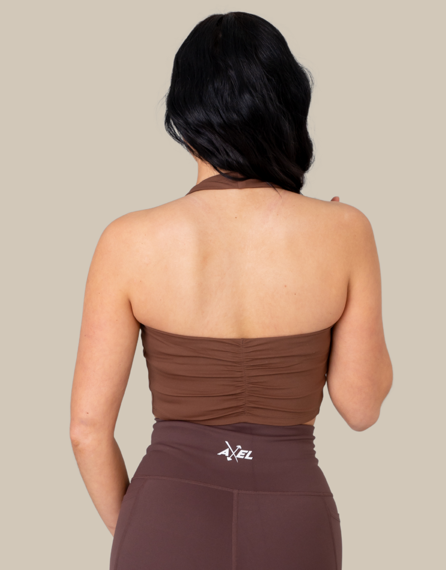 Halterneck Sports Bra - Mocha