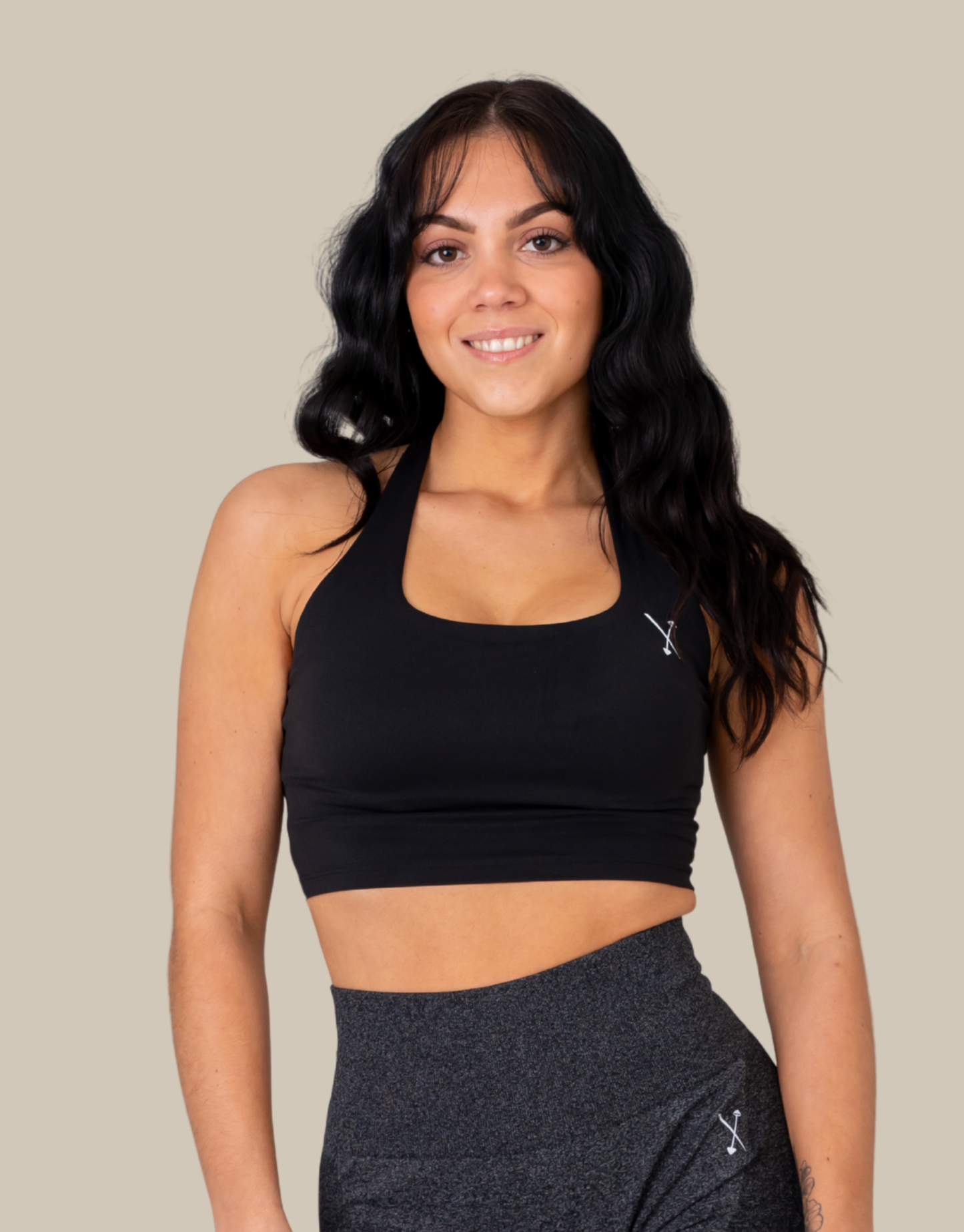 Halterneck Sports Bra - Black