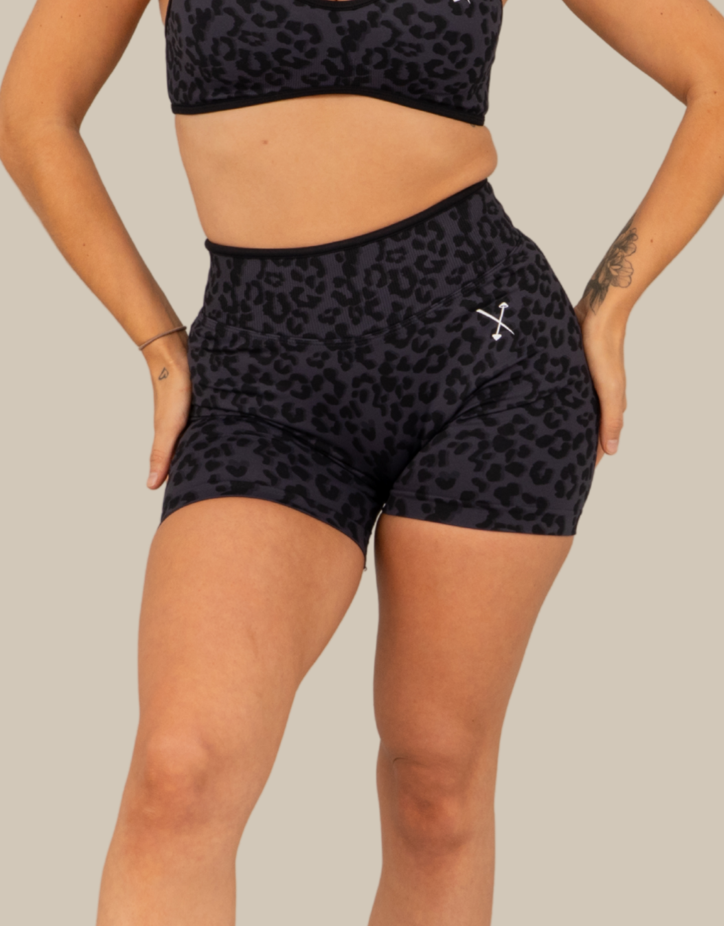 Compression Shorts - Black Leopard Print