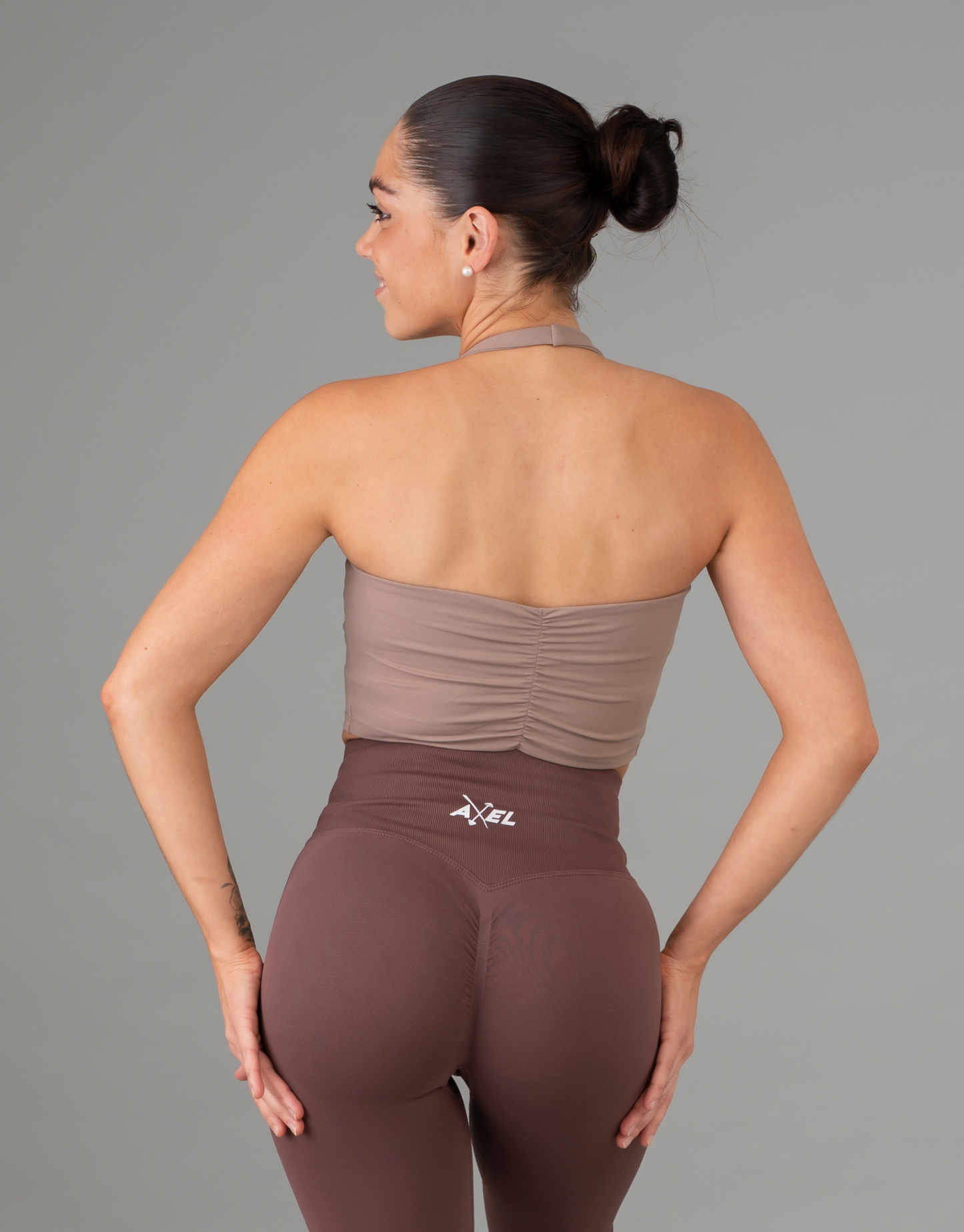 Halter Neck Sports Bra - Tan