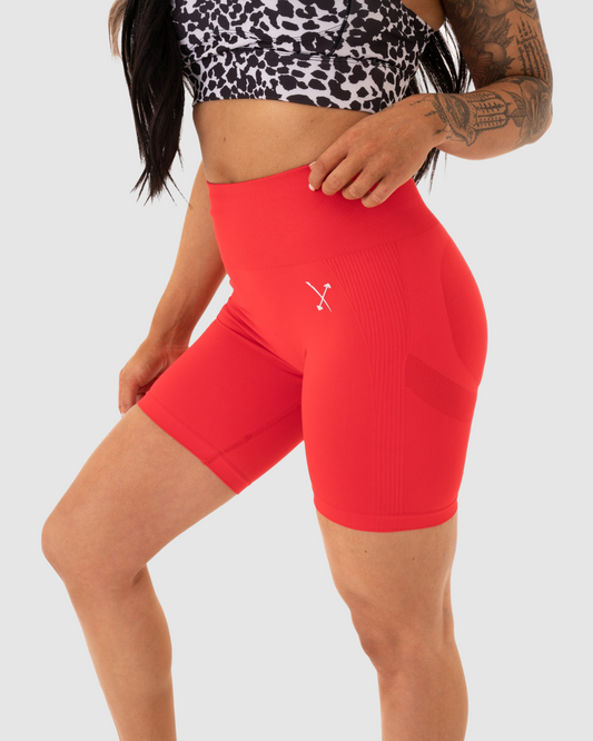 Seamless Scrunch Cycling Shorts - Red