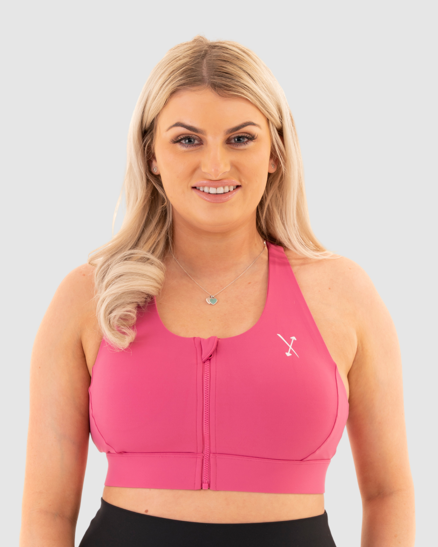 Active Front Zip Sports Bra - Fuchsia