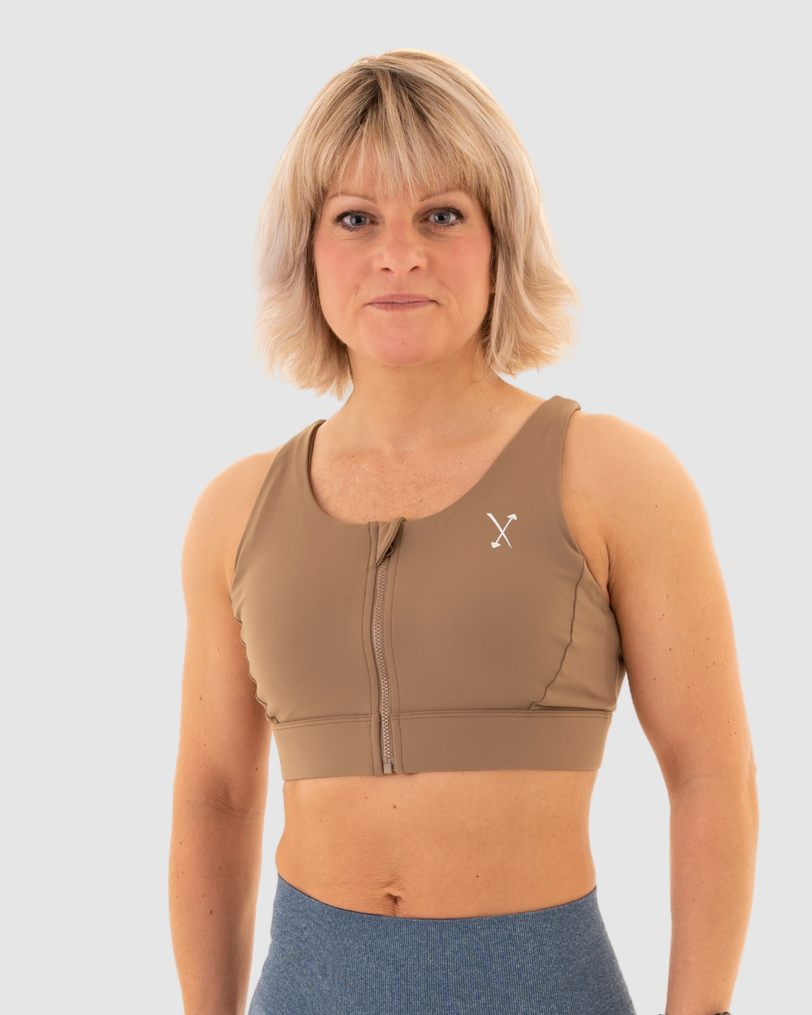 Active Front Zip Sports Bra - Tan – AXEL Clothing Ltd
