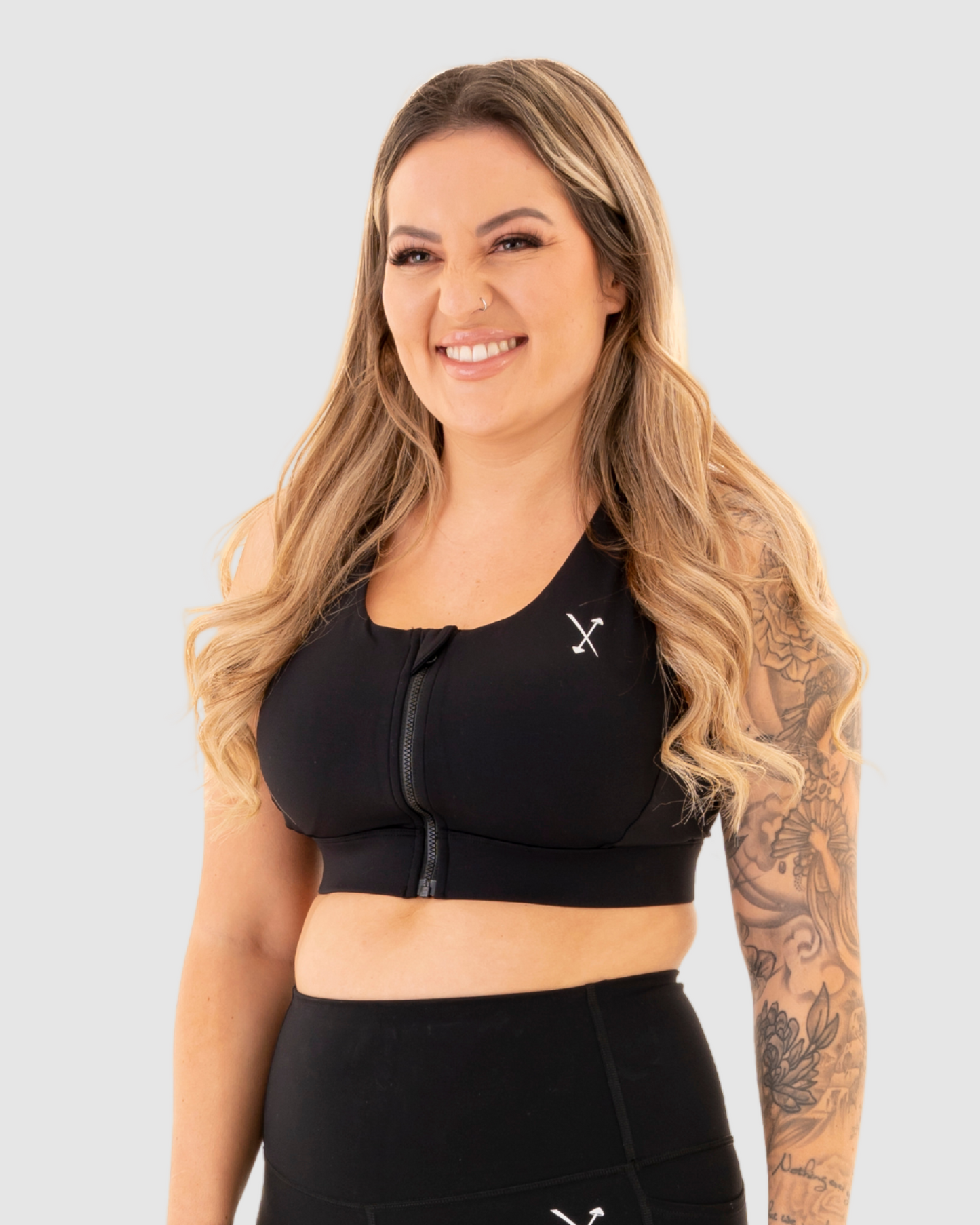 Active Front Zip Sports Bra - Black